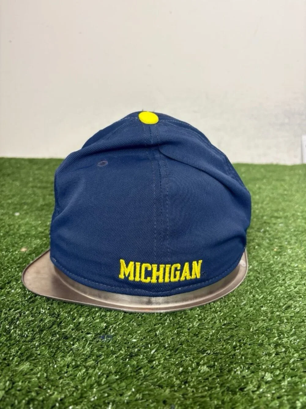 Michigan Wolverines hat cap fitted small S/M blue yellow adidas big house mens